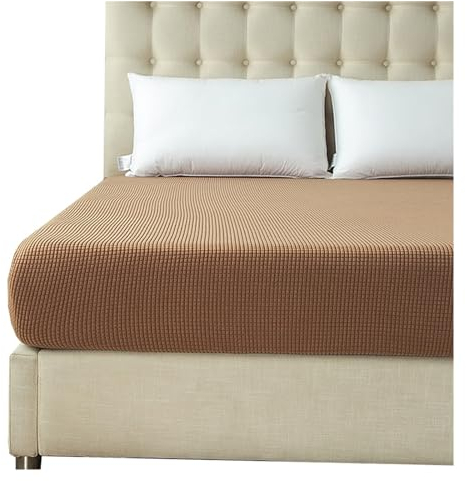 Spannbettlaken 180x200cm,90x200cm,140x200cm,200x200,120x200cm,160x200cm,100x200cm für Boxspringbett,Kordsamt Bettwäsche Luxuriöses Spannbetttuch Stretch Bettlaken (Color : Camel, Size : 140x200 cm)