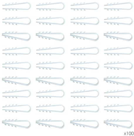 Dübel-Klemme für Rundkabel (Packung mit 100 Stück), Kabelschelle U Type, Weichplastik Clips, Elektrisches Kabel Wandhalterung, Kabelbinder für Ethernetkabel, Größe 6mm x 20mm