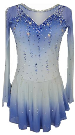 LIUHUO Elegant Blue Figure Skating Dress for Girls and Women - Competition Ice Dance Dress - Skating Clothes