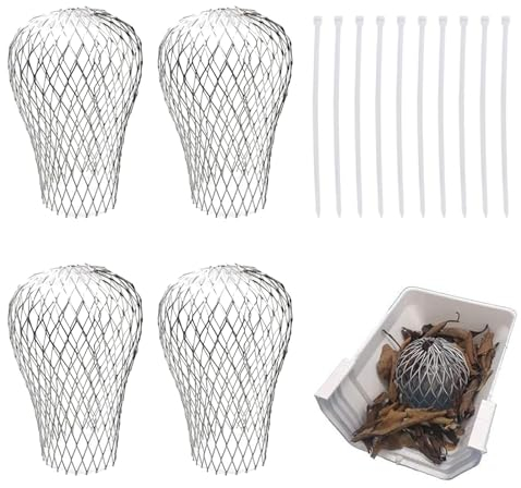 NICKLIN Protector para Canalones de Lluvia,4 Unidades Filtro de Canalón con 10 Bridas Plástico Autobloqueantes,Protector Hojas para Canalones,Filtro Canalones y Bajantes Previene Bloqueos Hojas,Musgo