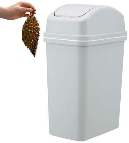 Cubo de basura con tapa, cubo de basura con parte superior oscilante - Cubo de basura alto de 10 litros con tapa basculante - Cubo de basura para dormitorio, cubo de basura de cocina