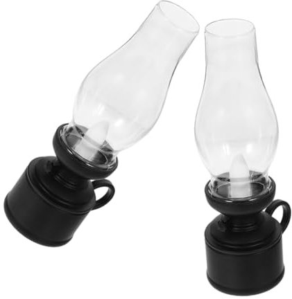 Zerodeko 2stücke Vintage Petroleumlampe Für Innenräume Led-lichtquelle Retro-design Glas-kerzenhalter Tischdekoration Für Wohnzimmer Flur Kamin Energiesparend Gemütliche Stimmung