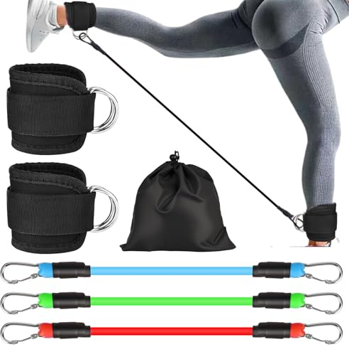 Bandas de resistencia de tobillo con puños, bandas de tobillo para entrenar, equipo de entrenamiento de glúteos, juego de bandas de resistencia para entrenamientos en casa, gimnasio, ejercicio de