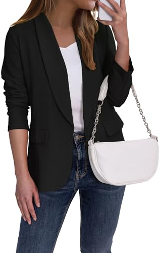 Ahlaray Womens Blazers Business Casual Long Sleeve Black Jacket Women Dressy Blazer Spring Summer Work Suit, Small