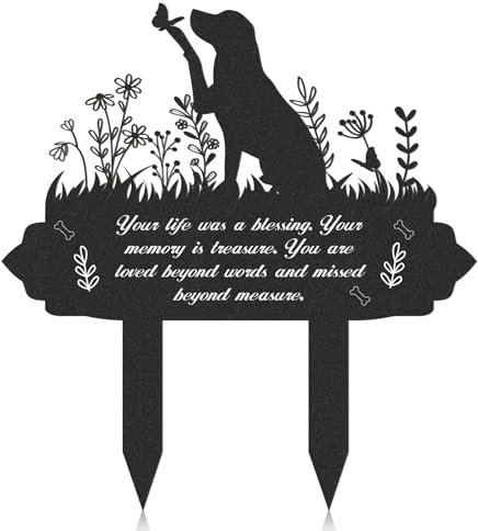 LPPIIUSSU Pet Memorial Plaques Dog Gifts - Waterproof Black Pets Headstone Remembrance Grave Markers Cemetery for Garden Sympathy Stake Ornaments