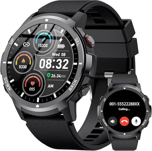 PYRODUM Montre Connectée Homme, 1.43 Montre Tactile Connecté, Étanche Smartwatch avec Tensiomètre Cardiofréquencemètre Podomètre Trackers d'activité, 110+ Modes Sportifs Montre Sport Homme