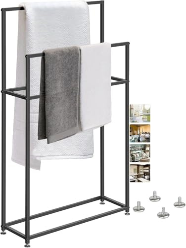 Toallero independiente, elegante soporte para toallas de baño, solución de almacenamiento para colgar toallas de piso (65 x 20 x 110 cm) y diseño que ahorra espacio para baños nized