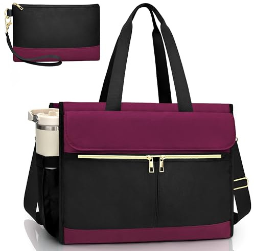 Laptop Bag for Women - 15.6 Inch Tote Work Bag with Compartments Nurse Teacher Large Waterproof Lightweight Office handbag(Purple)