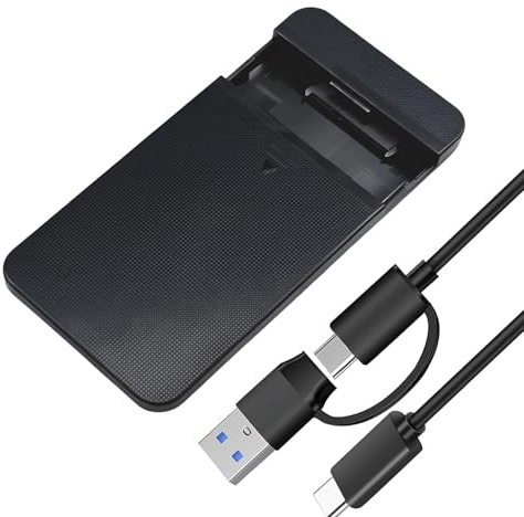 NiceBest Carcasa Disco Duro 2,5 Negro, Carcasa SSD/HDD Caja Disco Duro USB C/A a Sata para Sopporta UASP SSD USB 3.1 a SATA de 2.5 Pulgadas Compatible con Windows Linux y Mac