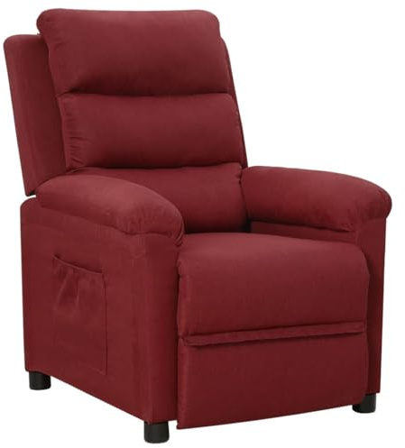 Owoxanthellate Fauteuil relax avec fonction allongée manuelle, 74 x 92 x 101,5 cm, housse en polyester respirant, cadre en bois et métal robuste, fauteuil TV pour salon et home cinéma - Bordeaux