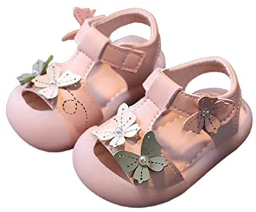 Gninho Zapatos para aprender a andar para bebé, princesa, zapatos para gatear, zapatos de bebé, zapatos para caminar con mariposa, decoración para niños, suela de goma, suela suave, sandalias para
