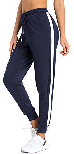 BENNIES Pantalon de Chandal Mujer Algodon Pantalones Mujer Invierno Jogger Pantalones Deportivos Largos Elastica Sweatpants con Bolsillos para Correr Running Casual Fitness Gimnasio Jogging Azul M