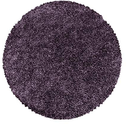 SIMPEX Teppich Wohnzimmer 160 cm Rund Hochflor Teppich Violett Moderne Einfarbig Design - Schlafzimmer Teppich Pflegeleicht Extra Weich Extra Flauschig - Carpet Living Room Deko