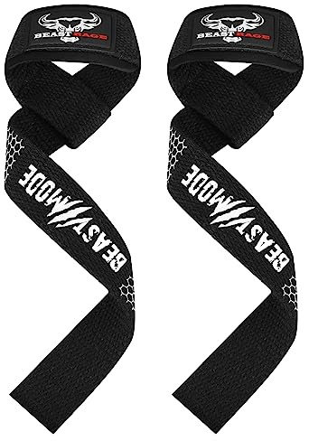 BEAST RAGE tyngdlyftningsremmar fitness vadderad bomull handledsstöd gel avancerade grepp hantel stång wraps kraftiga gym kroppsbyggande remmar kraft dödlyft skivstång halkfri träning