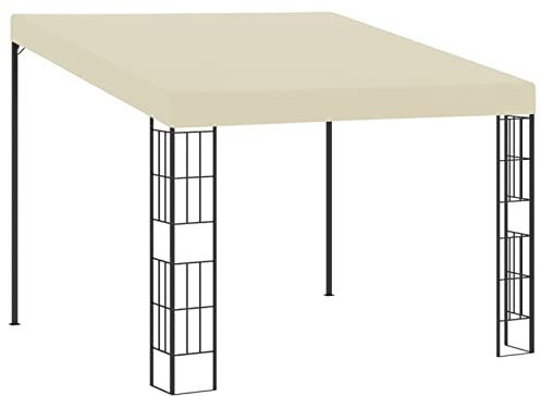 Tidyard Gazebo da Giardino in Tessuto Crema con Struttura in Acciaio 3x3x2,62 m, Padiglione da Parete