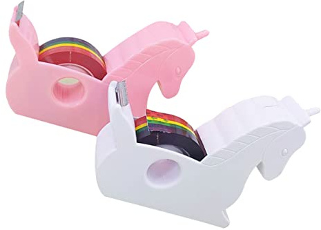 Dévidoir Ruban Adhésif Bureau Kawaii 2 Pièces en Acier Inoxydable | Présent Rentrée, Support Rangement Cassette, Coupe Rapide, Usage Classe et Maison, Objet de Bureau Moderne Couleur Aléatoire