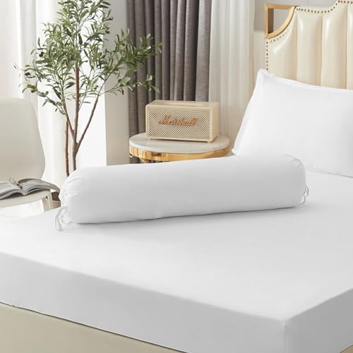 Lot de 2 housses de traversin roulées de 35 x 106 cm (housse uniquement, traversin non inclus) Taie d'oreiller ronde respirante (blanc)