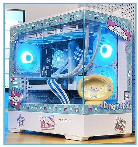 Caja ATX, Cajas De Computadora, Caja De Juegos For PC De Media Torre M-ATX/ITX - Puerto USB 3.0/Tipo C De E/S Frontal - Panel De Vidrio Templado Con Vista Panorámica De 270° - Incluye Un Tablero De Il