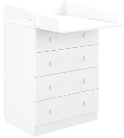 Shefa Kids Wickelkommode 600 weiß - Praktische Babykommode mit Wickelaufsatz für Kleinkinder bis 11 kg