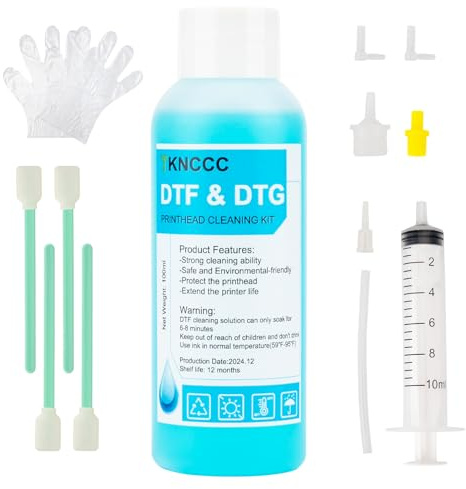 Powerful Printhead Cleaning Kit for All DTF DTG Printer DTF Cleaning Solution for Direct Transfer Film Printers ET-8550 XP-15000 L800, DTG Printhead Cleaning Solution Work with DTF DTG Printer 100ML