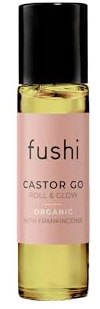 Fushi Organic Castor Oil 10ml Roll & Glow 100% Pure Cold & Fresh-Pressed For Dry Skin & Eyelashes & Eyebrows - Handy On the Go Size Hexane Free Natural Food-grade