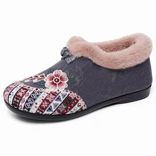 ZiaWorld Botas de nieve de invierno para mujer, suela de goma antideslizante, diseño antideslizante grueso de felpa para clima frío, plantilla acolchada ligera, zapatos de tobillo cálidos con forro de