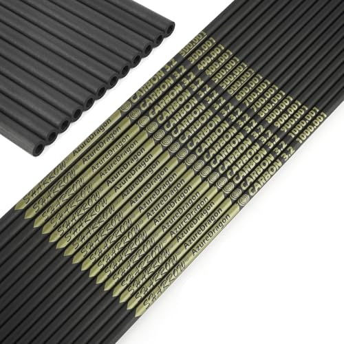surwolf 32 Tige en flèches de compétition,Tige en Carbone Pur 24T,ID 3.2 mm,Spine 300~1000,±0,001,flèches en Carbone,pour arcs Classiques et arcs à poulies,6et12 pc (12pc, 900 Spine)