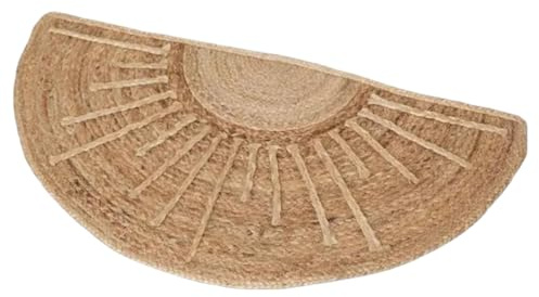 Divine Handicrafts Durable Natural Jute Half Moon Rug (35 × 65 cm) | Handmade Semi Circle Welcome Mat | Small Narrow Boho Front Door Rug Eco-Friendly Indoor & Covered Outdoor Entryways (Brown)