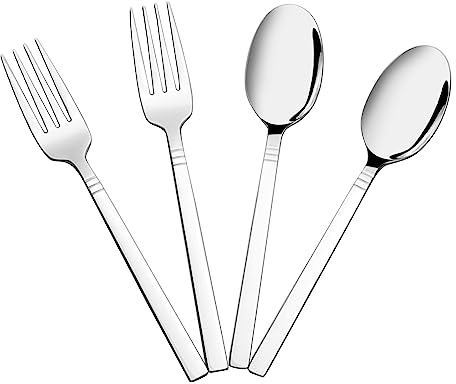 Fosly 12 Pieces Dessert Forks Spoon Sets, Small Fork Spoon Set, Stainless Steel