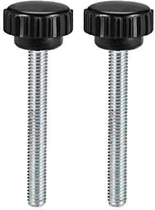 sourcing map 2pcs Knurled Clamping Knobs M6 x 50mm Metric Zinc Plated Carbon Steel Male Thread Thumb Screw on Type 20mm Plastic Round Head Threaded Hand Bolt Stud Knobs Black