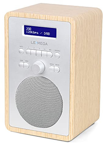 LEMEGA CR2+ DAB/DAB+ Digital Radio,FM Digital Radio,Small DAB Radio mains powered,Dual Alarms Clock,Kitchen Sleep Snooze Timer,20 Preset Stations,Headphones Output,Wood Effect - White Oak Finish