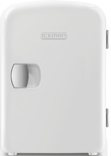 Iceman White Portable Mini Fridge, Cools & Warms, Lightweight Fridge With 4 Litre, 6 Can Storage for Cosmetics, Snacks, Makeup, AC/DC Power, Home/Car/Bedroom