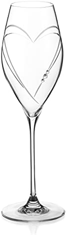 DIAMANTE Swarovski Prosecco Glass 'Hearts' Design with Swarovski Crystals