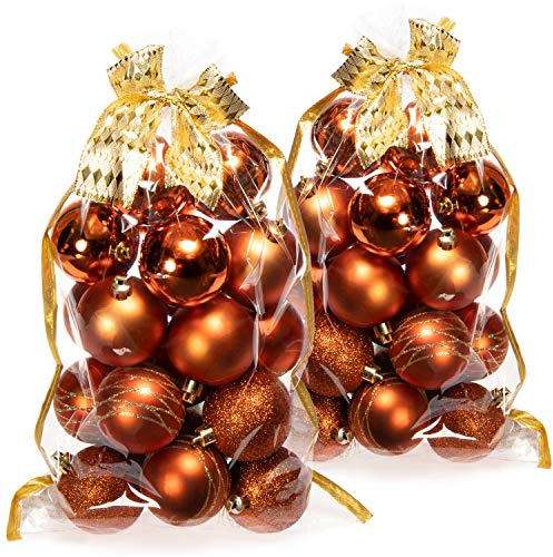 com-four® 40x Palle di Natale, Palle di Natale infrangibili in plastica per Natale, Decorazioni per L'Albero di Natale con ciondoli, Ø 6 cm