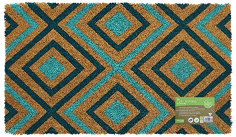 JVL Eco-Friendly Latex Backed Coir Door Mat, Rhombus