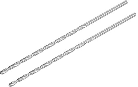 sourcing map HSS(High Speed Steel) Extra Long Twist Drill Bits, 4mm Drill Diameter 160mm Length for Hardened Metal Woodwork Plastic Aluminum Alloy 2 Pcs