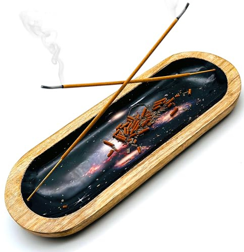 Simply Vedic Rökelsehållare, rökelsebrännare, askfångare, rökelsebricka för heminredning, 28 cm lång, universum