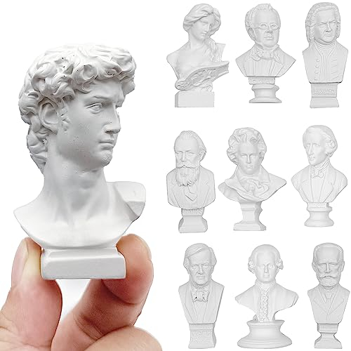LIDSCURA Griechische Büstenstatue und Skulpturen, griechische Büste, Statue, Dekor, römische Harz, Mini-griechische Mythologie-Figur, griechischer Gott, Büste, für Dekor/Geschenke/Zeichnung, 10 Stück