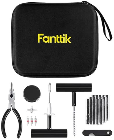 Fanttik Kit di riparazione per pneumatici, kit di 24 tappi per pneumatici resistenti, per riparare forature e patch, strumenti universali per riparazione pneumatici di auto, auto, moto, camion, ARB