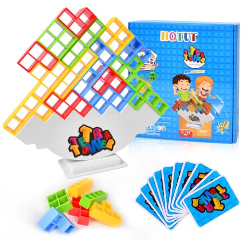 HOTUT Tetra Tower Spiel,16 Stück Tetris Tower Balance Game,Stapelblöcke Balancing Spiel für Jungen Mädchen ab Jahre 5+