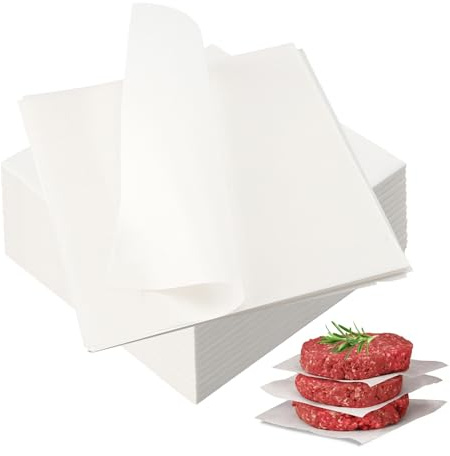 MUNGHOK 1 000 ark 15 x 15 cm hamburgarpapper vitt, non-stick-papper för hamburgarpress, cheeseburger med mera