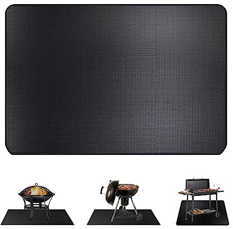 WishesMar Esterilla Ignífuga de 3 Capas - Alfombra Rectángulo para Resistente al Calor Fogatas - de Protección Suelo Barbacoa Alfombrilla para Hoguera, Terraza, Césped, Exterior - Tamaño 122 * 76cm