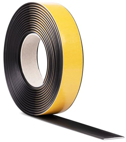 Quest Övergångsprofil självhäftande, 5 m PVC-golvlist, övergångslist, övergångsskena utan borrning, täcklist för kakel, trä, laminat (svart, 50 mm)