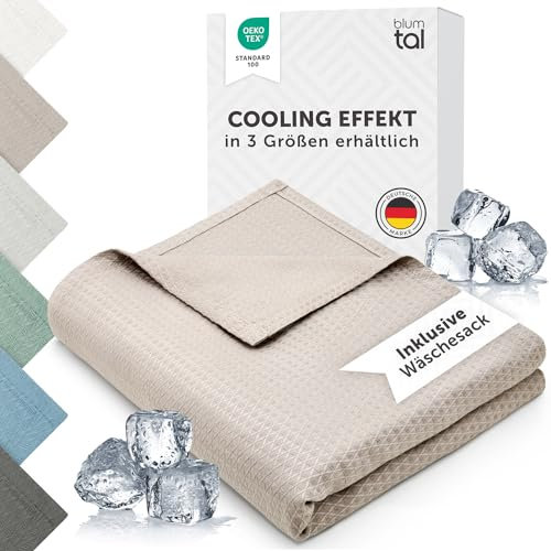 Blumtal Couverture rafraichissante 150x200 cm - Plaid certifiée Oeko-TEX en Fibre de Bambou - Couette ete Auto-rafraîchissante - Couette canapé Respirante - Couverture de qualité Premium - en Taupe