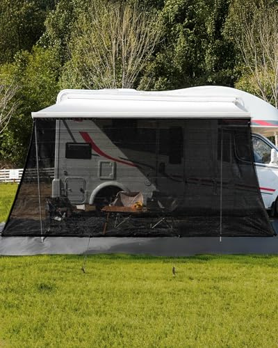 FoundGo Sonnenschutz Markise Wohnmobil 200 x 430cm – Sunblocker Markisen Vorderwand mit Keder, [220g/㎡ HDPE] Schattentuch, 75% Sichtschutz, UV Schutz Camping Markise, Sonnensegel als Zubehör