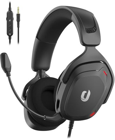 JIMYIU Gaming Headset with Mic for Xbox One, 3.5mm Jack Wired Gamer Headphones with Noise Cancelling Microphone for pc,mac, Xbox Series X|S, PS4, PS5,Black
