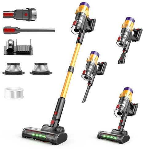 Nctoberows Cordless Vacuum Cleaner, 550W 45KPA Stick Vacuum with Touch Screen, Up to 50 Mins Runtime, Self-Standing Vacuum, Lightweight Vacuums for Hardwood Floor Carpet Car Pet Hair
