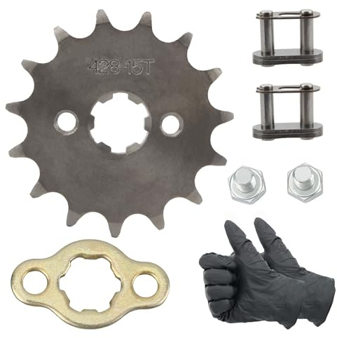 PowerMotor Kit di ricambio per moto 428-15T, 17 mm, kit di ricambio per moto da 50 cc, 70 cc, 110 cc, 125 cc, 150 cc, mini pocket bike, ATV, ciclomotore a 4 ruote, Go Kart