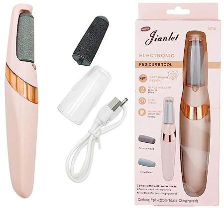 Lima eléctrica para pies, removedores eléctricos de callos para pies, kit de pedicura eléctrico recargable para eliminar callos de pies, elimina la piel seca para pies más suaves, 2 velocidades