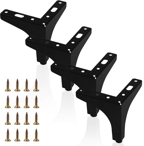 SJUNJIE 4 Pezzi Piedini per Mobili Nero Piedi Divano Forato Piedi Mobili Triangolare Piedini Letto Contenitore Supporto Mobile 10cm per Tavolini da Salotto Armadi Divani Comodini TV Poltrone